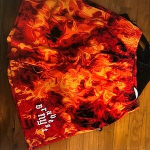 Women's Flame-Print Elastic-Waist Skirt - Red/Orange